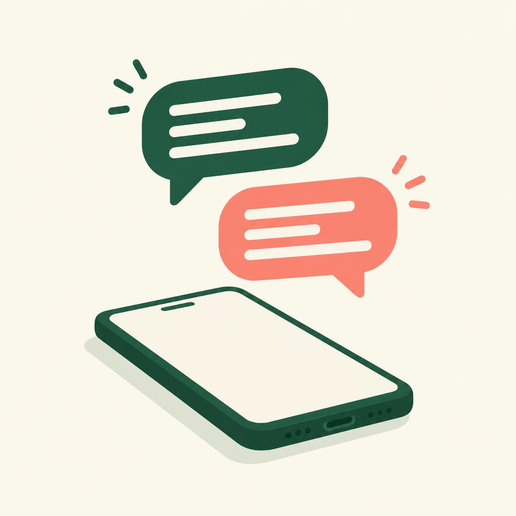 Illustration of chat message bubbles above a smartphone